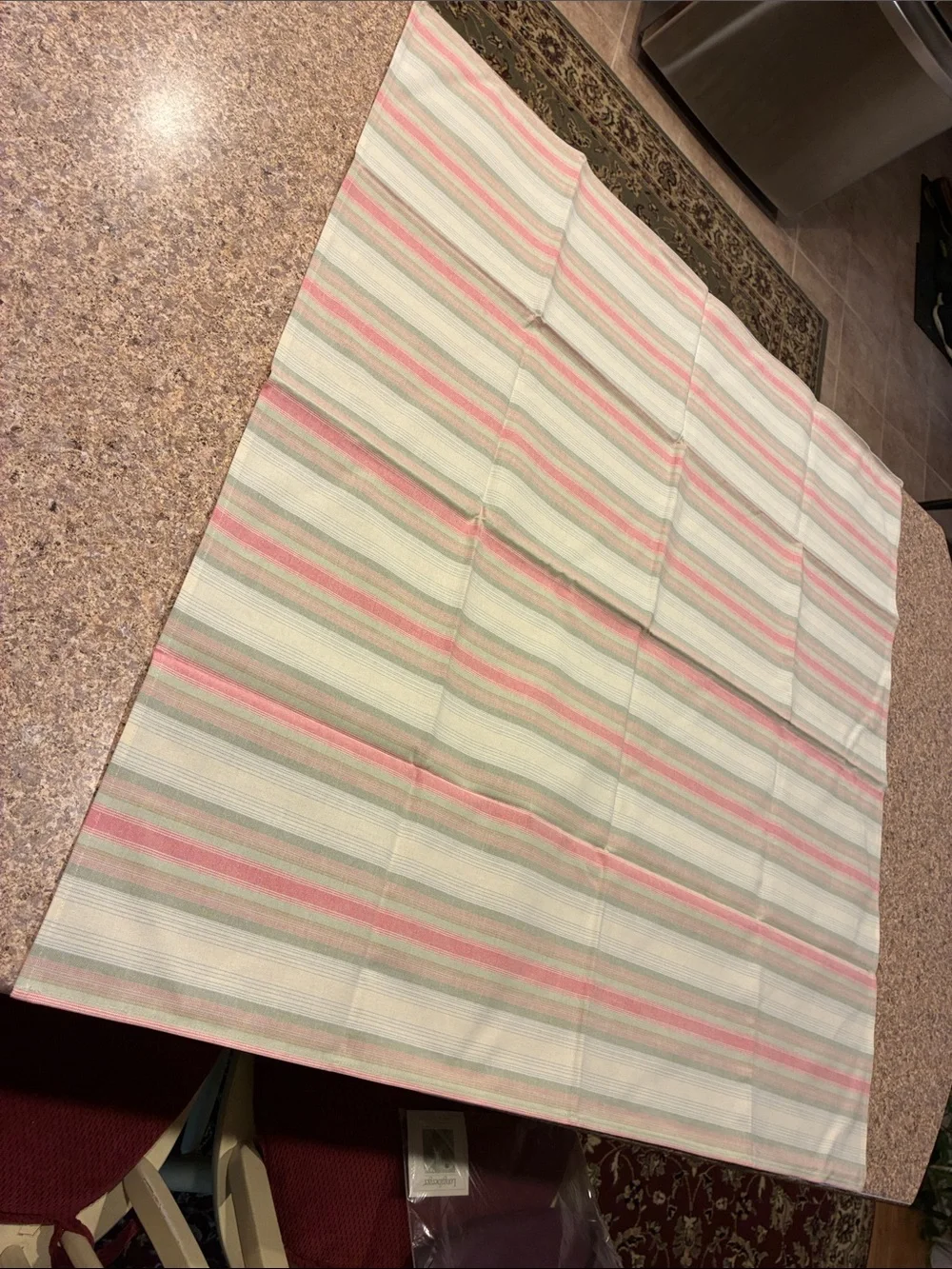 Longaberger 36” Cabana Stripe Fabric Square SMELLS MUSTY